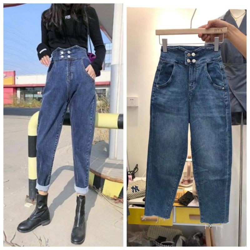 1771 S,M,L,XL กางเกงยีนส์ทรงบอย เอวสูงปรี๊ด เก็บทรงเป๊ะ ผ้ายืดดีมาก