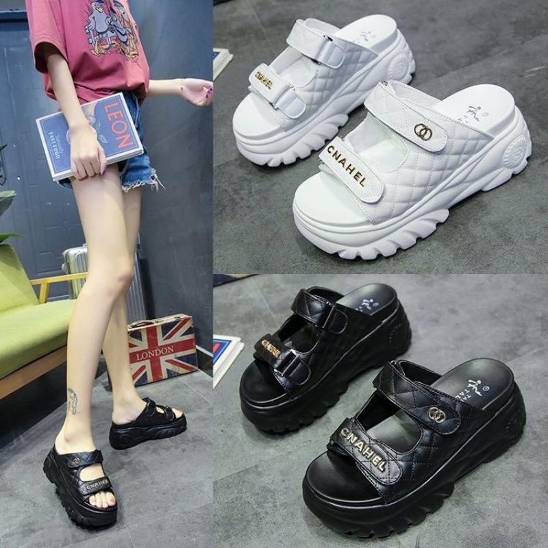 พร้อมส่ง!! รองเท้าส้นตึก แฟชั่น แตะผู้หญิง สูง8cm. Size 35-40