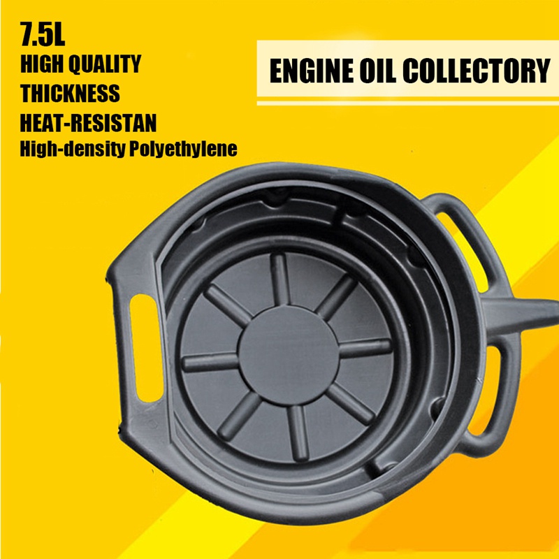 7.5L Oil Drain Pan Waste Engine Oil Collector Tank Gearbox Oil Trip Tray for Repair Car Fuel Fluid C
