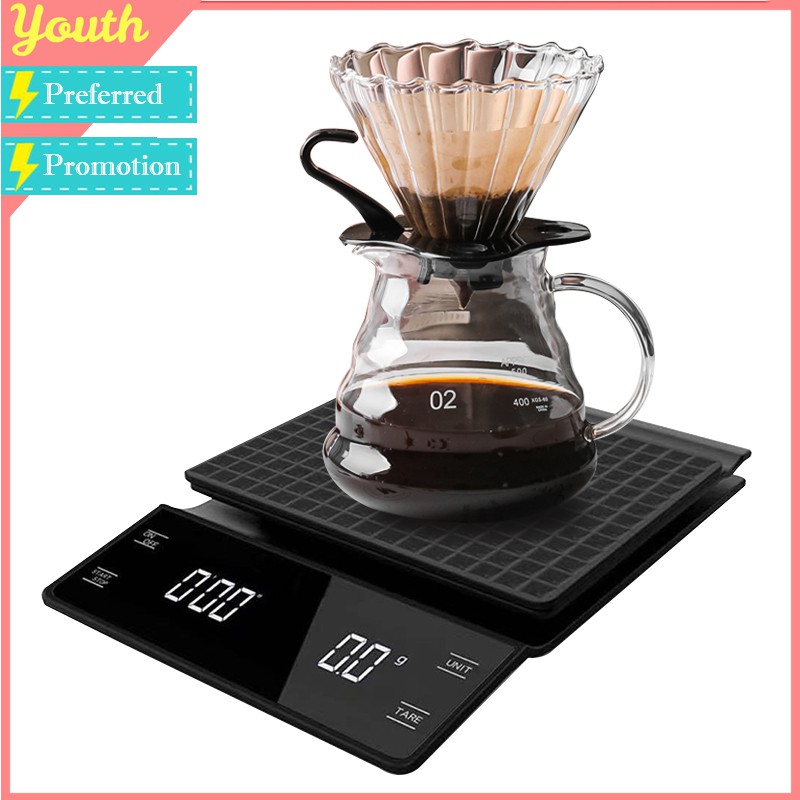 🚚ส่งจากกรุงเทพ⭐ตาชั่งจับเวลา เครื่องชั่ง ดริฟกาแฟ ดิจิตอล สำหรับชงกาแฟ 5kg Drip Coffee Scale 0.1g / 1g
