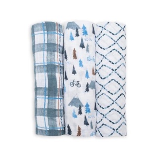 Lulujo ชุดผ้าอ้อมมัสลินคอตตอน 3 Pack Cotton Muslin Swaddles  - Navy Mountain