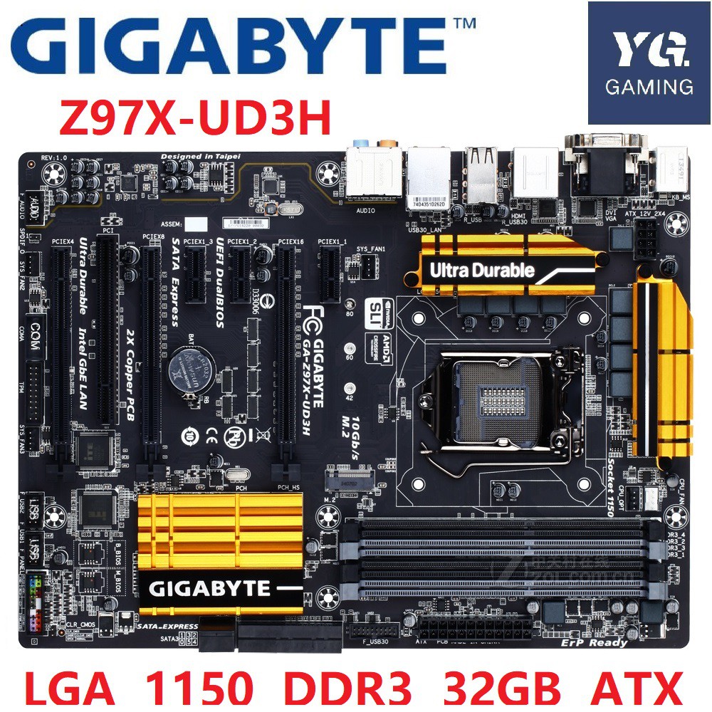 Gigabyte GA-Z97X-UD3H Motherboard LGA 1150 DDR3 USB3.0 32G Z97 Z97X-UD3H Desktop Mainboard Used