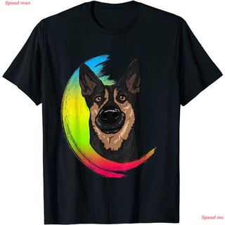 เสื้อยืดครอปcouple ตลก ผ้าฝ้ายแท้ สบายๆ German Shepherd Dog Face Gift for Bobby &amp; Schäferhund Lovers T-Shirt คู่รัก ภาษา