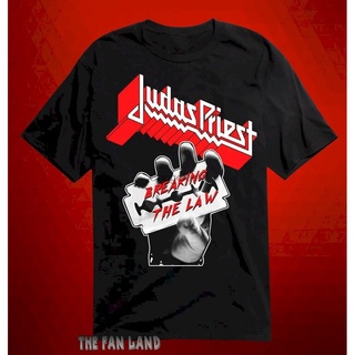 เสื้อยืดผ้าฝ้าย ใหม่ เสื้อยืดลําลอง แขนสั้น พิมพ์ลาย Judas Priest Breaking The Law 1980 สไตล์วินเทจ ของขวัญวันพ่อ สําหรั