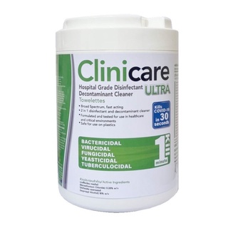 Wipes Clinicare Ultra ทิชชู่เปียก ฆ่าเชื้อ เกรดโรงพยาบาล กระป๋องเขียว (180แผ่น x1กระป๋อง) พร้อมส่ง