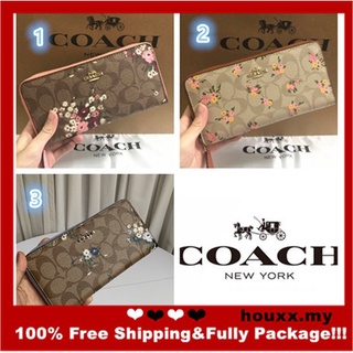 ✨ลิลี่ แคนาดา ช้อปปิ้ง✨ Coach F29931 31778 39156 แฟชั่นพิมพ์ซิปเลดี้ยาวกระเป๋าสตางค์ซิปกระเป๋าสตางค์กระเป๋าสตางค์ยาวกร