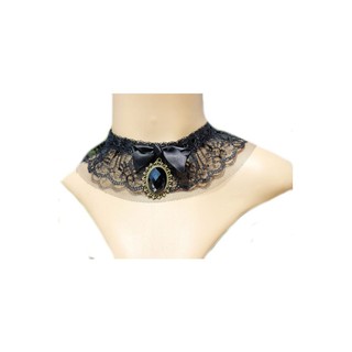 TANITTgems Vintage Onyx Black French Lace Collar Necklace