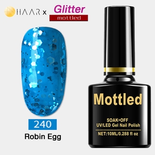 ยาทาเล็บ เจล Gel Nail Polish HAAR x Mottled Glister Tone โทน กลีสเตอร์ กากเพชร สี เงิน ทอง ชมพู แดง น้ำเงิน เขียว ฟ้า