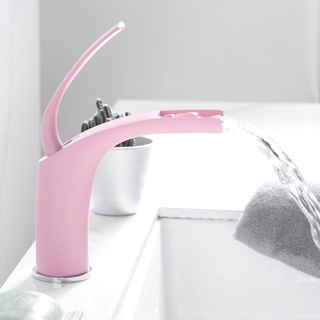 Pink faucet อ่างล้างหน้าแบบร้อนและเย็น ก๊อกน้ำทองแดง bathroom sink faucet macarons