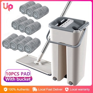 360° Mop With Bucket Self Wash Dry Wet Separation Floor Mop with 5/10 Microfiber Refill Pad Flat Mop