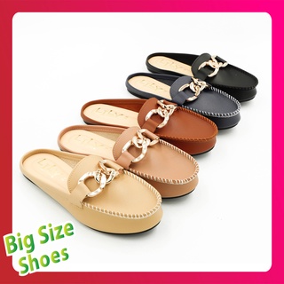 Big Size Shoes รองเท้าคัทชู สวยๆ แบบโซ่ใหญ่ เปิดส้น ไซสฺ์ 41 - 45 รองเท้าคัทชูผู้หญิง