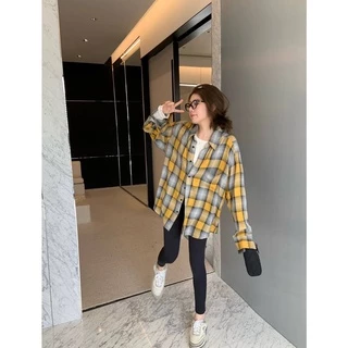 Cicishop(3017)Shirt plaid เสื้อเชิ้ตแขนยาวลายสก๊อต ทรงเบสิคใส่คลุมแมตช์หรือใส่เดี่ยวๆก็ชิคค