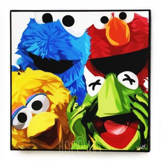 Sesame Street เซซามี สตรีท Elmo เอลโม่ Big bird การ์ตูน cartoon รูปภาพ​ติด​ผนัง​ pop art ของขวัญ กรอบรูป รูปภาพ แต่งบ้าน