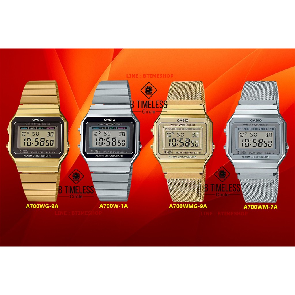 CASIO รุ่นA700,A700W / A700WG-9A,A700W-1A,A700WMG-9A,A700WM-7A ของแท้100% รับประกันตัวเครื่องและถ่าน