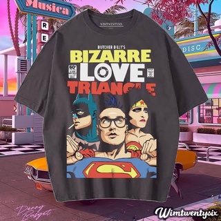 ผ้าฝ้ายแท้เสื้อยืดแขนสั้น พิมพ์ลาย Marvels BIZZARE LOVE TRIANGLE VINTAGE สีเทาเข้มS-4XL