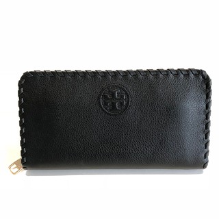 Tory Burch กปต. ใบยาว ซิปรอบ หนังแท้ สีดำ