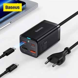 Baseus อะแดปเตอร์ชาร์จ 65W GaN 4 in 1 สําหรับแท็บเล็ต iPhone 13 12 Pro Max Xiaomi Samsung