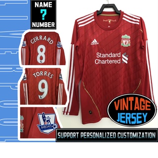 เสื้อกีฬาแขนยาว ลายทีมชาติฟุตบอล Liverpool 2010-11 ชุดเหย้า ไซซ์ s-2xl