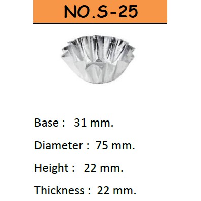 ขายปลีก ห่อ 500ใบ กระทงฟอยล์เบอร์ S-25 กระทงจีบ เนื้อฟอยล์ กระทงอบขนม กระทงอบเค้ก
