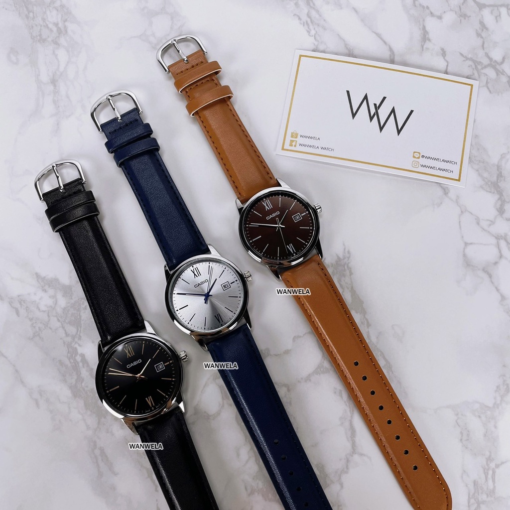 ของแท้ นาฬิกาข้อมือ Casio ผู้ชาย รุ่น MTP-V002 (สายหนัง) พร้อมกล่อง
