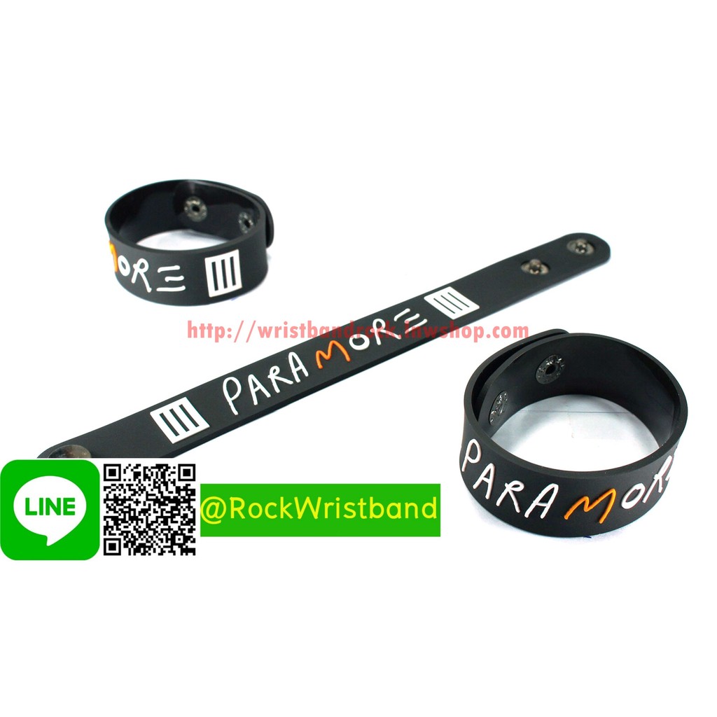 PARAMORE ขายริสแบนด์ พาร์อะมอร์ PRM112NB Wristband กำไลข้อมือวงร็อค