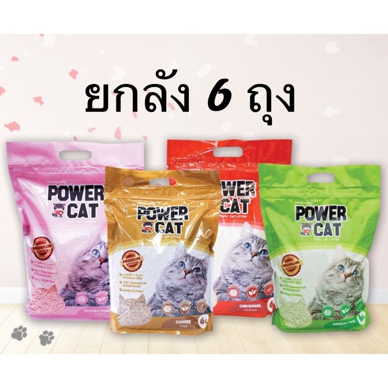 [ยกลัง6ถุง] POWER CAT ทรายเต้าหู้ ORGANIC ทรายแมวเต้าหู้พาวเวอร์แคท จับก้อนแน่น ไร้ฝุ่นควบคุมกลิ่น