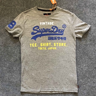 SUPERDRY เสื้อยืดคอกลม แขนสั้น ผ้าฝ้ายแท้ แบบแห้งเร็ว สไตล์คลาสสิก