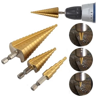 Kiprun 3 ชิ้น HSS ไทเทเนียมเคลือบ Step Universal เจาะชุด Bit, 4-12 4-20 4-32 มม.เจาะเครื่องมือสําหรับโลหะไม้