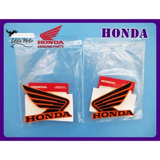 HONDA WING (80 mm.) STICKER "BLACK" &amp; "ORANGE" "GENUINE PARTS"  / สติ๊กเกอร์ Honda แท้ (ขนาด 80 มม.) สีกรอบส้ม ตัวดำ