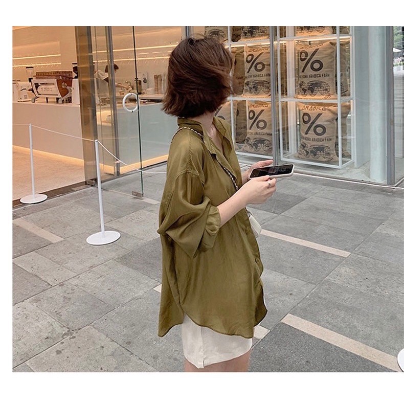 ❤️‍🔥SMD2858❤️‍🔥  เสื้อคลุมทรงเชิ้ตเเขนยาวสไตล์แฟชั่นเกาหลี มีกระดุม สีเทา/ สีขาว / สีเขียว ฟรีไซส์พร้อมส่ง - รูปที่ 7