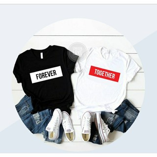 เสื้อคู่รัก เสื้อคู่รักสีขาวดำ Forever&amp;Together [พร้อมส่ง] C089 ตัวละ