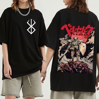 T-shirt  เสื้อยืด พิมพ์ลายกราฟฟิคมังงะ อนิเมะ Berserk Guts Skull Knight สไตล์ญี่ปุ่น สตรีท ฮิปฮอป สําหรับผู้ชายS-5XL