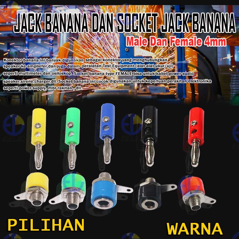 EELIC JBM-4MM -MIX Jack Banana male 4 mm 1 ชุด + Jack Banana socket Banana bus plug 4 mm female 1 Se