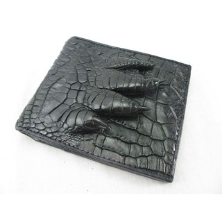 กระเป๋าธนบัตร กระเป๋าสตางค์ผู้ชาย เท้าจระเข้ หนังจระเข้ จระเข้ สีดำ ฺBlack Claw Crocodile Leather Wallet