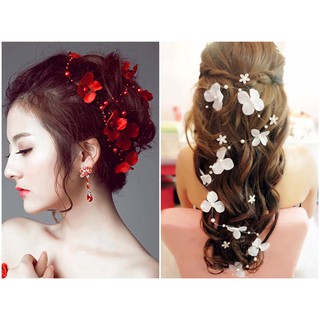 โซ่ผมประดับผมดอกไม้และไข่มุข - Pearl Flower Floral Headband