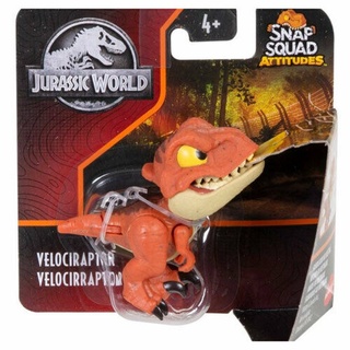 Mattel Jurassic World Snap Squad Attitudes Velociraptor (HBX51) ของเล่นแอ็กชั่นฟิกเกอร์ไดโนเสาร์ เวโลซีแรปเตอร์ สีส้ม