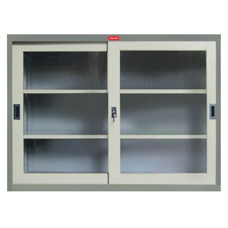 File cabinet CABINET STEEL PRELUDE PS-314 GREY Office furniture Home &amp; Furniture ตู้เอกสาร ตู้เหล็กบานเลื่อนกระจก PRELUD