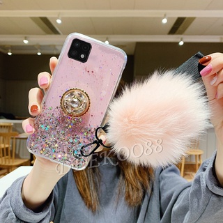 เคสโทรศัพท์ Samsung Galaxy A22 A32 A52 A72 A42 A12 A02 A02S M02 M12 Soft Case Luxury Rhinestone Ring Holder Strap Fur Ball Clear Star Space TPU Cover Casing SamsungA22 5G 4G เคส