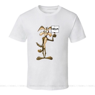 แฟชั่นยูนิเซ็กซ์✺✇☢แฟชั่น เสื้อยืด พิมพ์ลายกราฟฟิค Wile E Coyote Help