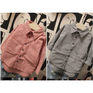 เสื้อเชิ้ตเด็กแขนยาวลายริ้ว ไซส์100-140