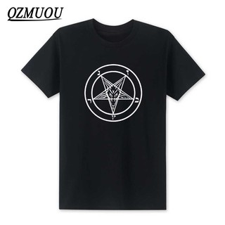 เสื้อยืด พิมพ์ลายการ์ตูน Satanic Goat Baphomet สําหรับผู้ชาย