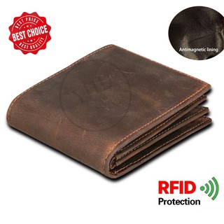 YHL รุ่น CHW01 กระเป๋าหนังแท้ กระเป๋าตัง กระเป๋าสตางค์ ผู้ชาย กระเป๋าเงิน ทรงสั้น RFID Protection Genuine Leather Wallet