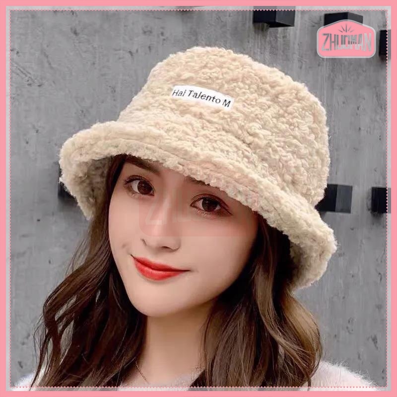 *พร้อมส่ง*หมวกบักเก็ต หมวกผ้าขนแกะ พิมพ์ลายตัวอักษร ดีไซต์หรู เก๋ๆมาก - รูปที่ 5