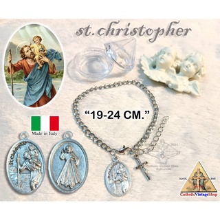 ข้อมือโลหะ และสแตนเลส เหรียญคริสโตเฟอร์ แห่งการเดินทาง St.christopher คาทอลิก Catholic คริสต์