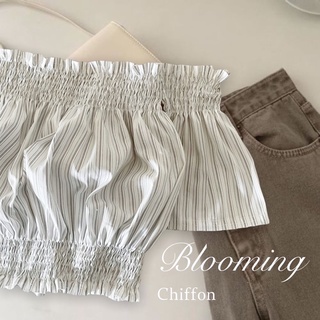 [พร้อมส่ง]เสื้อปาดไหล่รุ่นBlooming สีChiffon