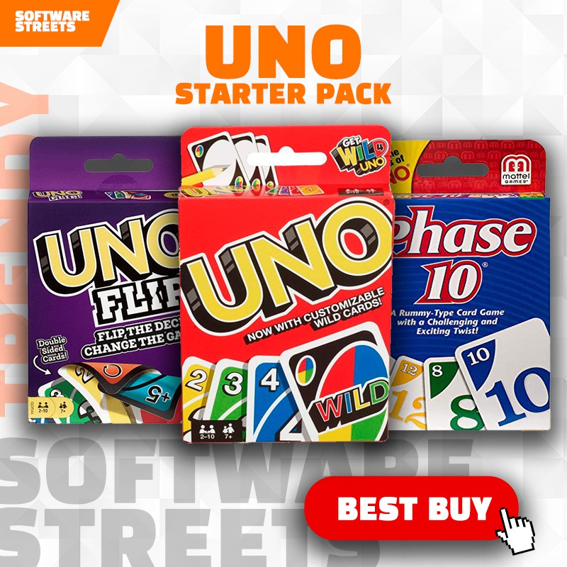 UNO Family 3 Pack(Uno, Uno Flip, Uno Phase 10)
