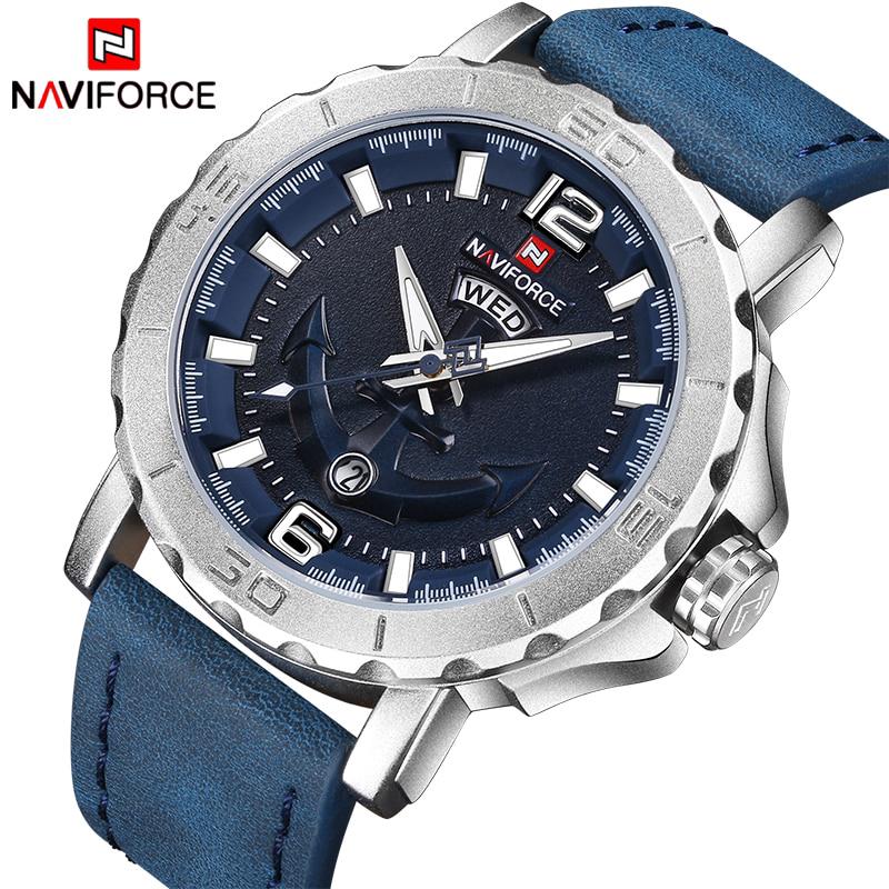 NAVIFORCE ผู้ชายนาฬิกาอะนาล็อกวันที่นาฬิกาควอตซ์นาฬิกาผู้ชายกองทัพทหารนาฬิกาข้อมือแบรนด์หรูผู้ชายกีฬานาฬิกาข้อมือ