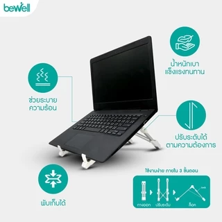 Bewell แท่นวางโน้ตบุ๊ก เพื่อสุขภาพ ป้องกันอาการไหล่ห่อ บรรเทาปวดกล้ามเนื้อคอ บ่า น้ำหนักเบา พกพาสะดวก