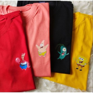 เสื้อยืดสีขาวเสื้อสีขาว - SPONGEBOB เสื้อยืดยูนิเซ็กซ์S-4XL