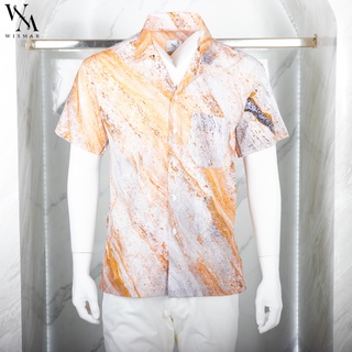 เสื้อเชิ้ตฮาวายแขนสั้น ผ้าไหมอิตาลี 100% (พาริซานโดร) : Hawaii Palissandro Marble Shirt  (Short-sleeved)